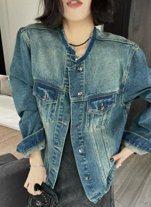 Blue Collarless Denim Jacket | RM – BTS