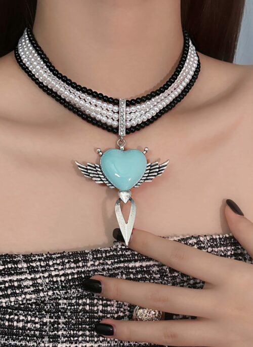 Blue Winged Heart Pearl Necklace | Shuhua - (G)I-DLE