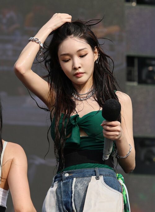 Green Bow Cut-Out Swimsuit | Chung Ha