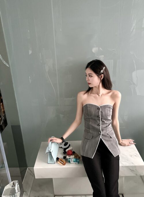 Grey Bustier Suit Tube Top | JiU - Dreamcatcher