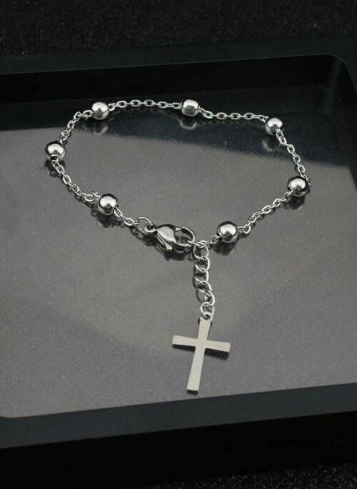 Silver Beads Cross Bracelet | Jimin - BTS