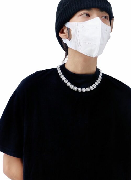 Silver Square Crystal Chain Necklace | Taeil - NCT