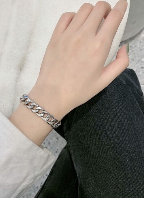 Thick Silver Metal Chain Bracelet | Jungkook - BTS