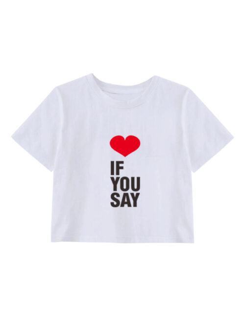 White “IF YOU SAY” Cropped T-Shirt | Jake – Enhypen