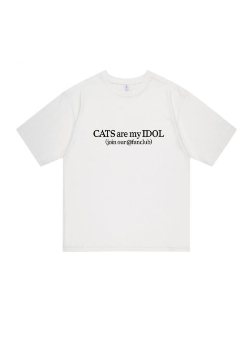 White ‘Cats Are My Idol’ Print T-Shirt | Jaemin - NCT