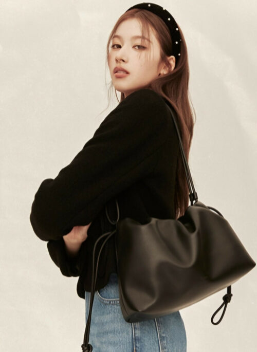 Black Drawstring Detailed Bag | Sana - Twice