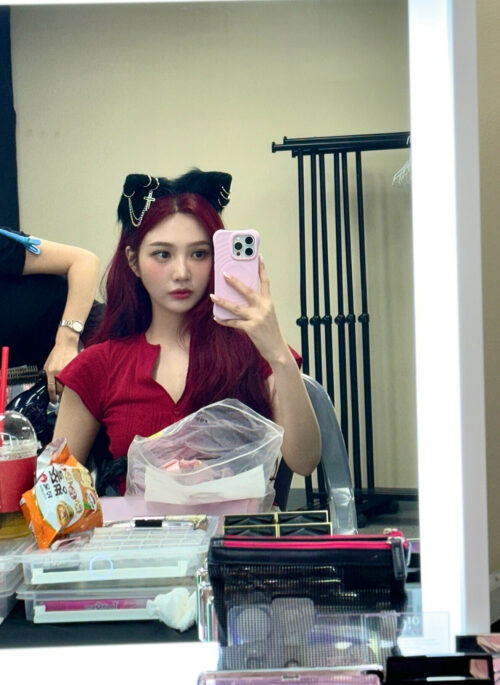 Black Furry Edgy Cat Ears Clips | Joy - Red Velvet