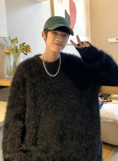 Black Furry Oversized Sweater | Bambam - GOT7