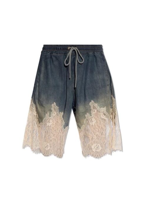 Blue Lace-Trim Denim Shorts | Kazuha - Le Sserafim