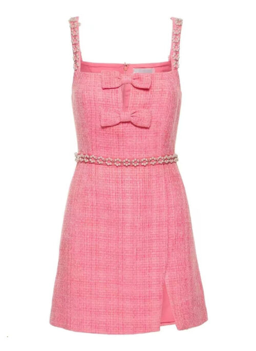 Pink Bow Detail Tweed Dress | Somi