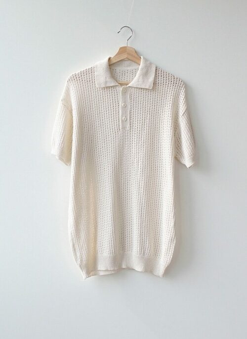 White Knitted Polo Shirt | Mingyu - Seventeen