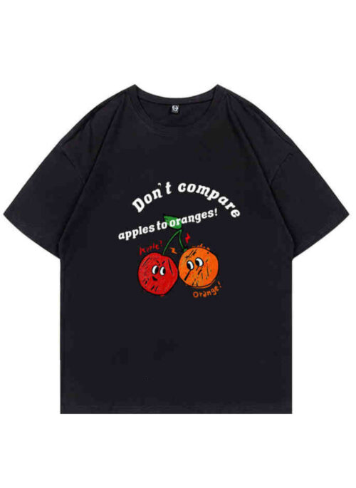 Black Apple And Orange Graphic T-Shirt | Jeonghan - Seventeen