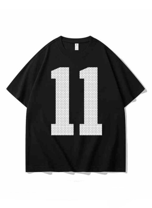 Black Casual Number 11 Printed T-Shirt | Felix - Stray Kids