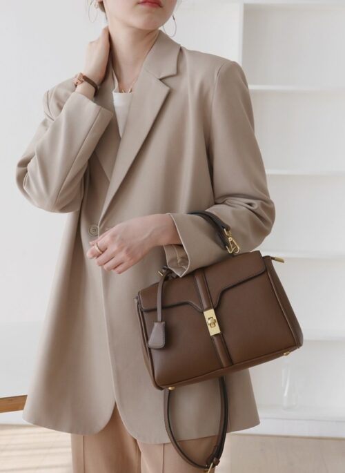 Brown Faux Leather Classy Handbag | Son Hae Yeong – No Gain No Love