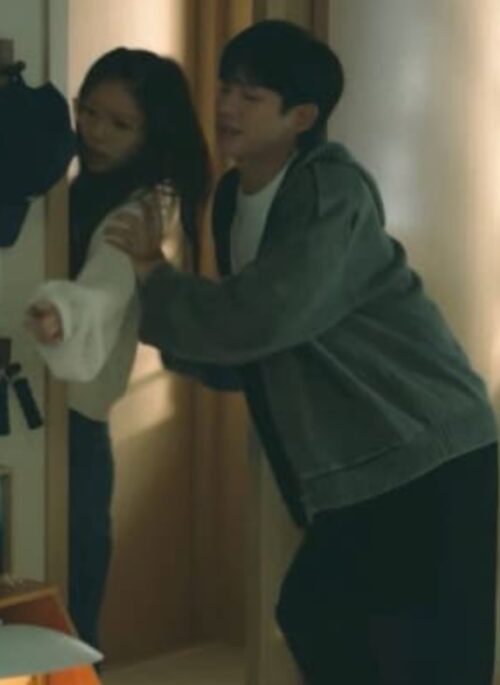 Grey Hooded Oversized Jacket | Choi Seung Hyo - Love Next Door