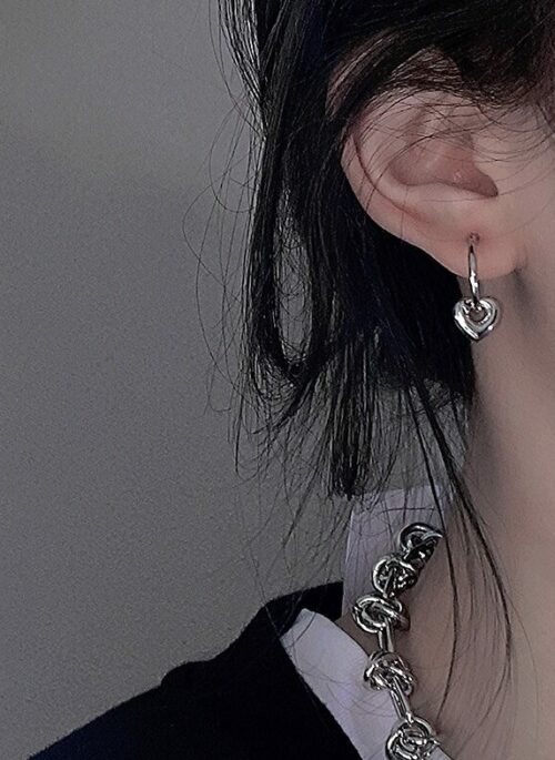 Silver Mini Heart Hoop Earrings | Tzuyu - Twice