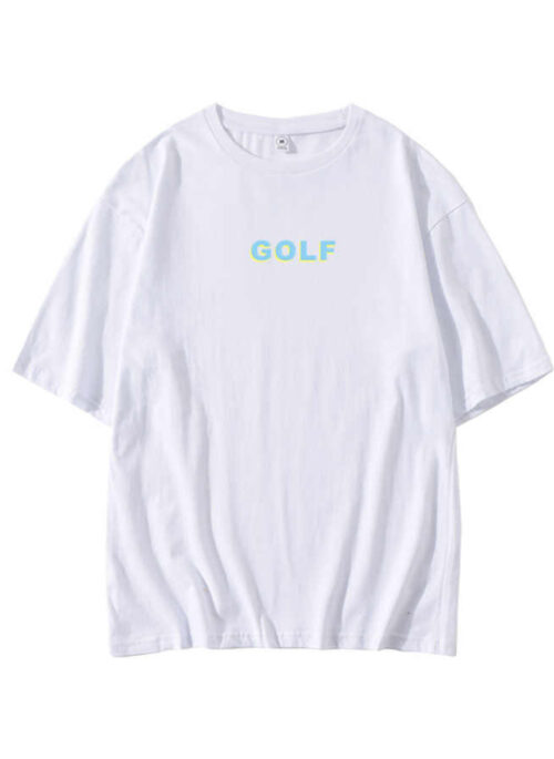 White “GOLF” Print  T-Shirt | LeeKnow – Stray Kids