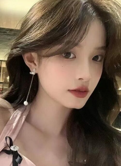 White Long Drop Heart Pearl Earrings | Tzuyu - Twice