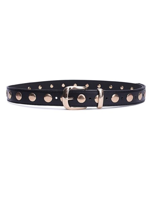 Black Round Rivets Faux Leather Belt | Rose - BlackPink