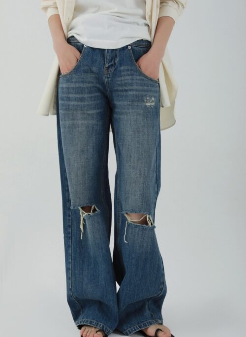 Blue Denim Classic Ripped Jeans | Karina - Aespa