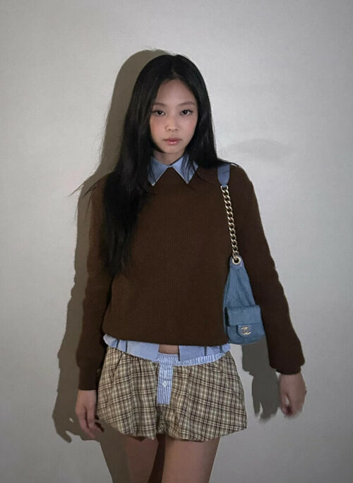 Brown Plaid Balloon Skirt | Jennie – BlackPink