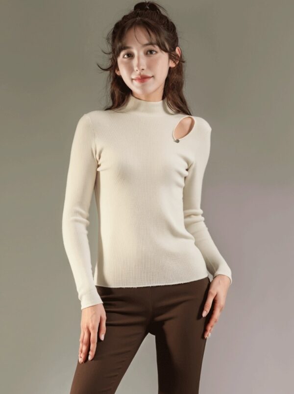 Chic Hollow Design Knit Sweater Top - Image 3