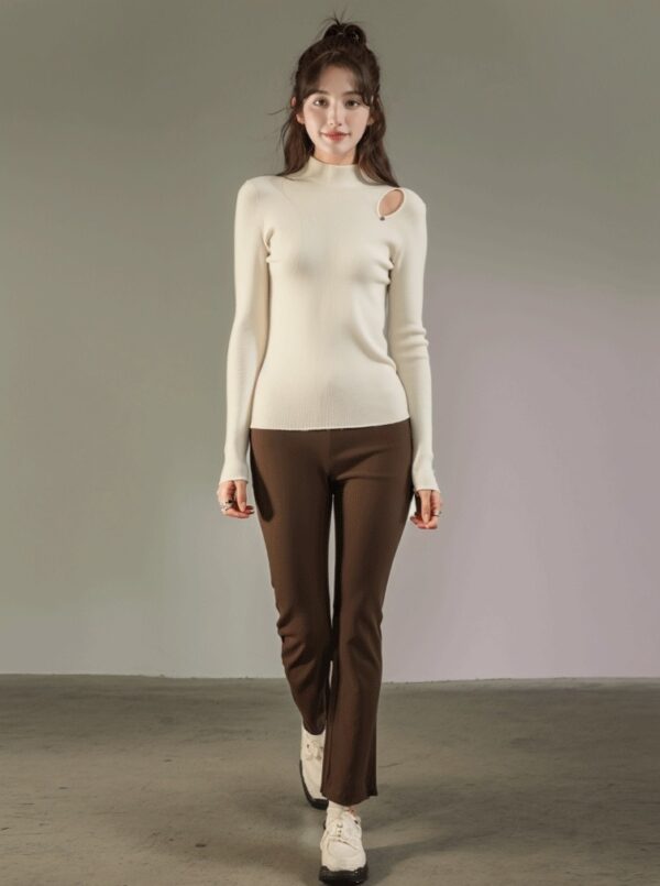 Chic Hollow Design Knit Sweater Top - Image 4