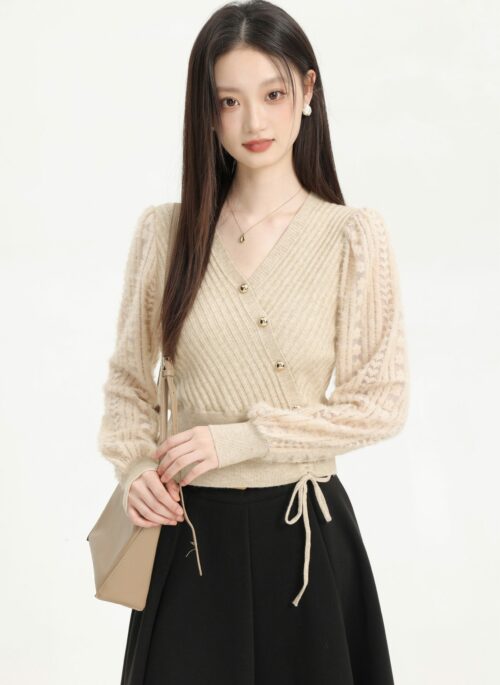 Elegant Vneck Knit Sweater For Fallwinter