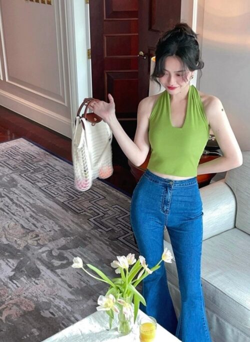 Green Backless Halter Top | Hwasa - Mamamoo