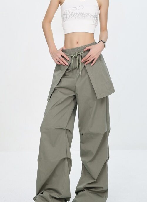 Green Detachable Skirt Pleated Pants | Rei - IVE