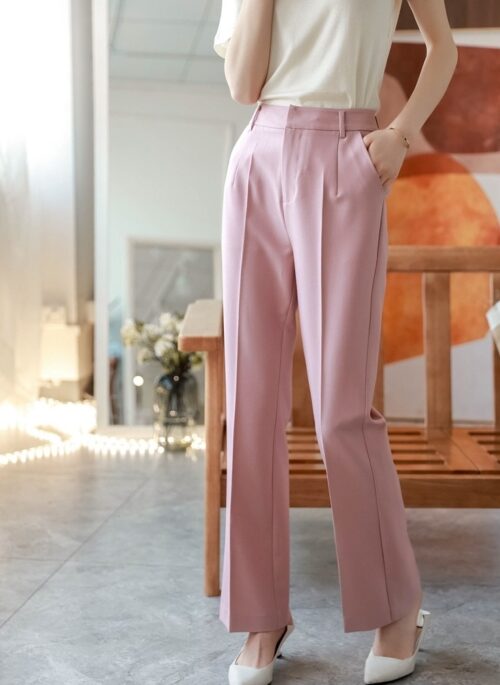 Pink Slim Drape Trousers | Baek Seok Ryu - Love Next Door