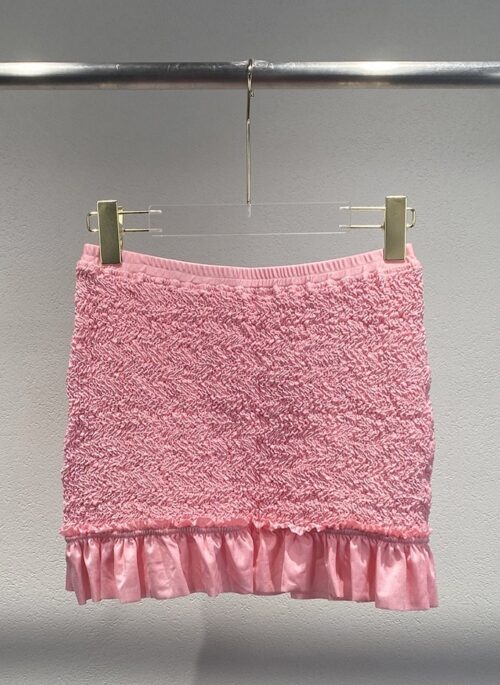 Pink Textured Ruffle Hem Skirt | Seeun - STAYC