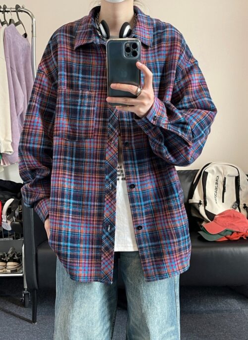 Red And Blue Plaid Oversized Shirt | Jin – BTS