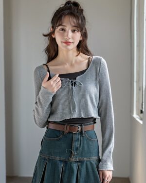 Short Camisole Knitted Top Two-Piece Set