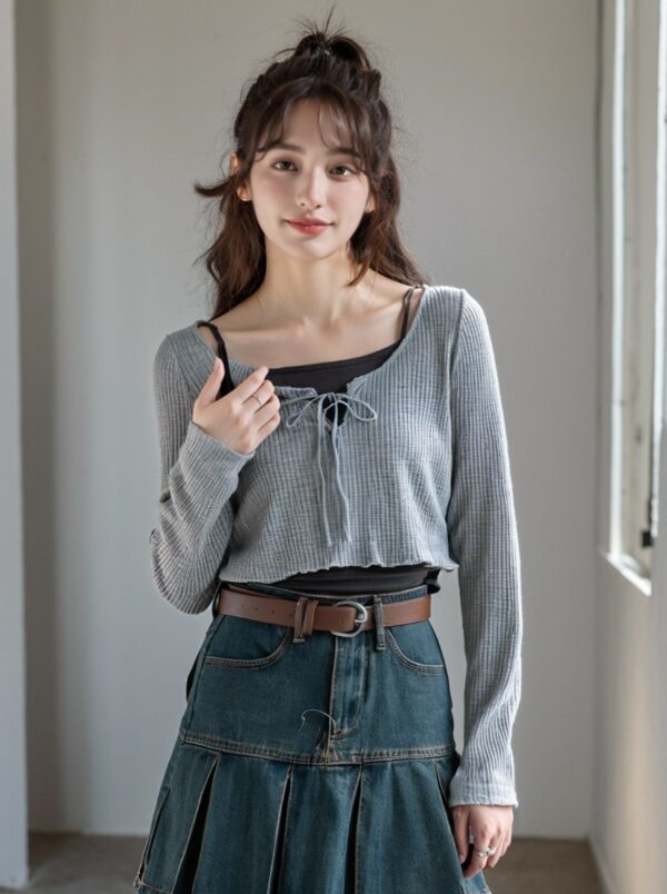 Short Camisole Knitted Top Two-Piece Set