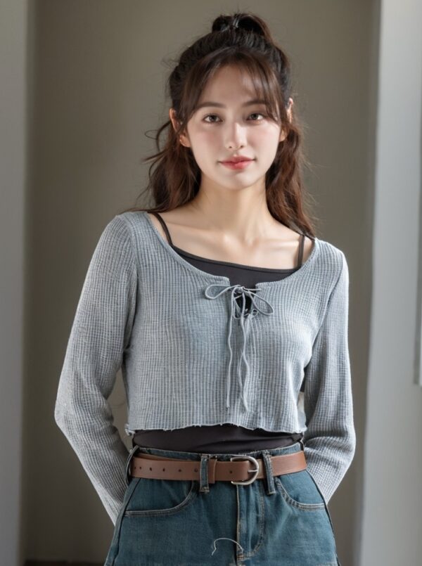 Short Camisole Knitted Top Two-Piece Set - Image 2