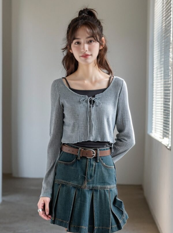 Short Camisole Knitted Top Two-Piece Set - Image 3