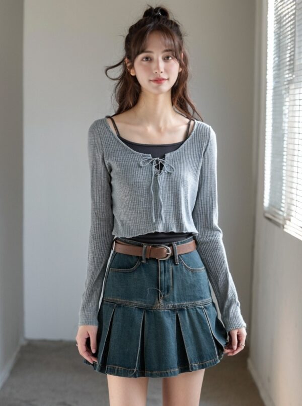 Short Camisole Knitted Top Two-Piece Set - Image 4