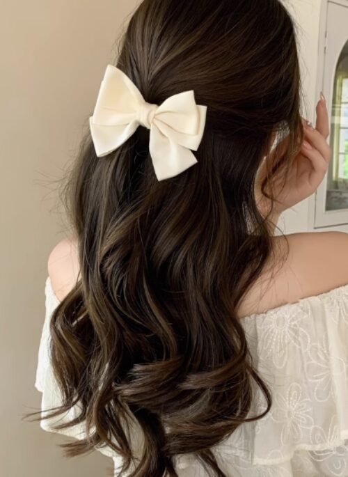 White Chunky Bow Hair Clip | Karina - Aespa