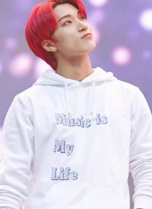 White Music Is My Life Hoodie | San - ATEEZ