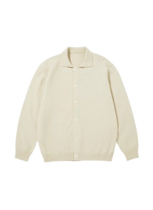 Beige Cozy Collared Cardigan | Soobin - TXT