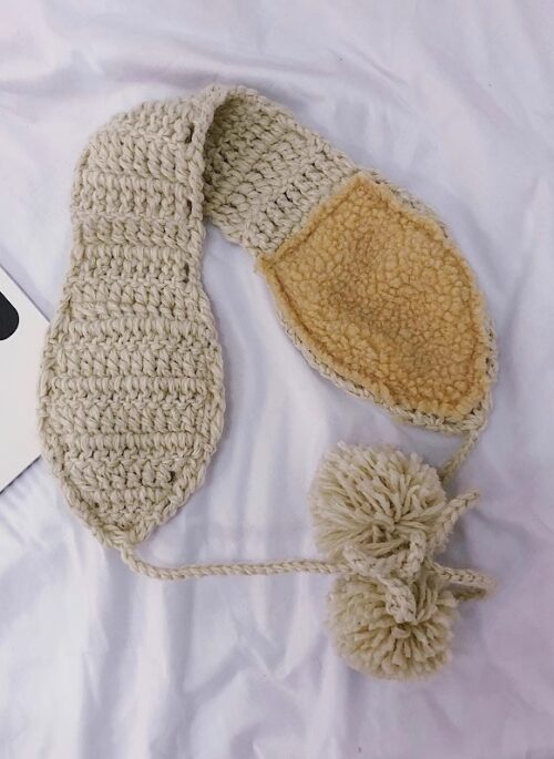 Beige Crochet Winter Earmuffs | Karina - Aespa