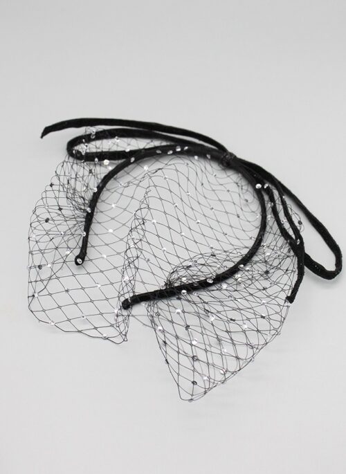 Black Classic Net Bow Headband | Irene - Red Velvet