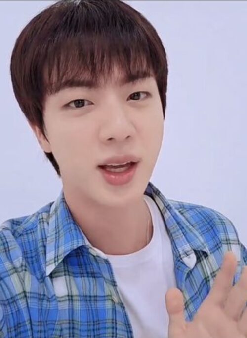 Blue Faded Plaid Shirt | Jin - BTS