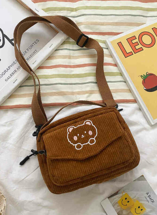 Brown Bear Embroidered Mini Crossbody Bag  | Seungmin - Stray Kids