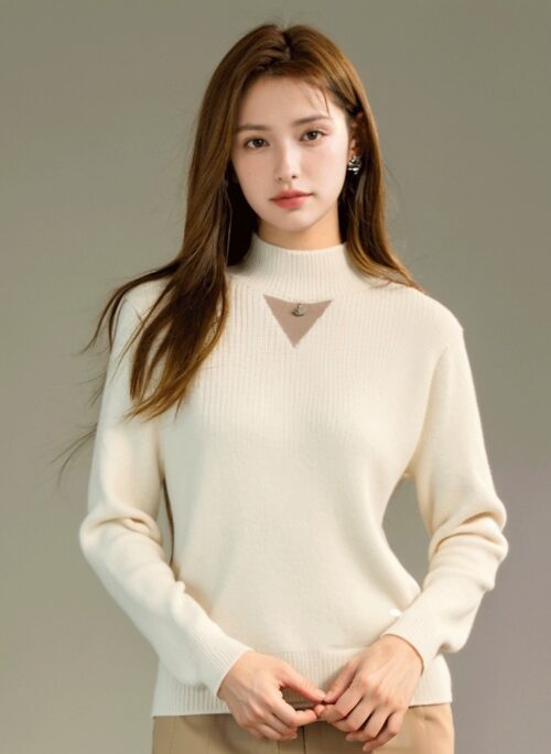 Cozy Knit Sweater High Neck Pullover