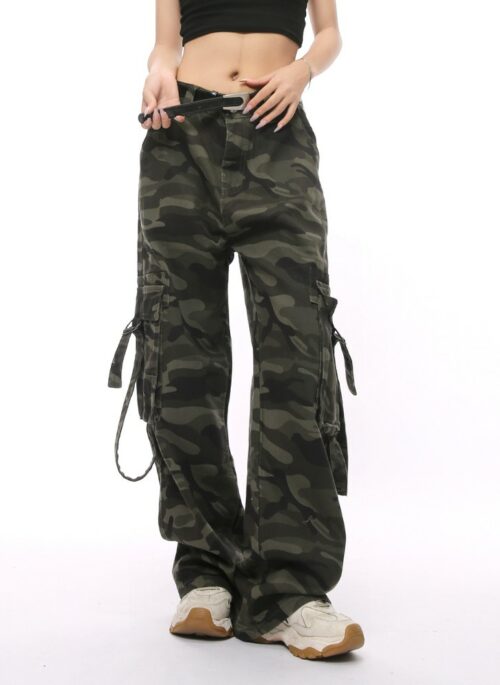 Green Camouflage Pocket Strap Pants | Sunghoon - Enhypen