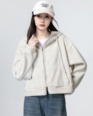 Apricot Hooded Zipup Sweatshirt