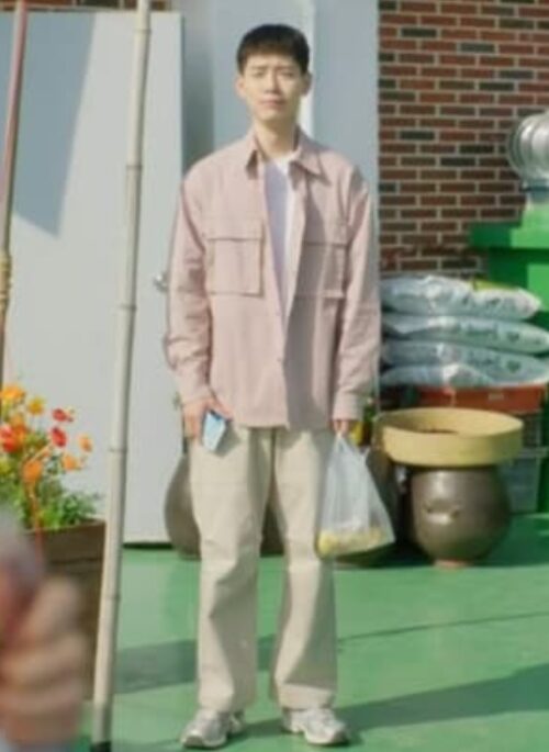 Pink Double Pocket Oversized Shirt | Kang Hae Jun - Family By Choice