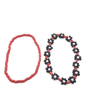 Red And Black Beaded Bracelet Set | Taehyung - BTS